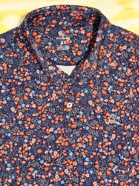 Rhoback Golf Polo Shirt Men's XL Garden Floral Azalea Short Sleeve Geometric
